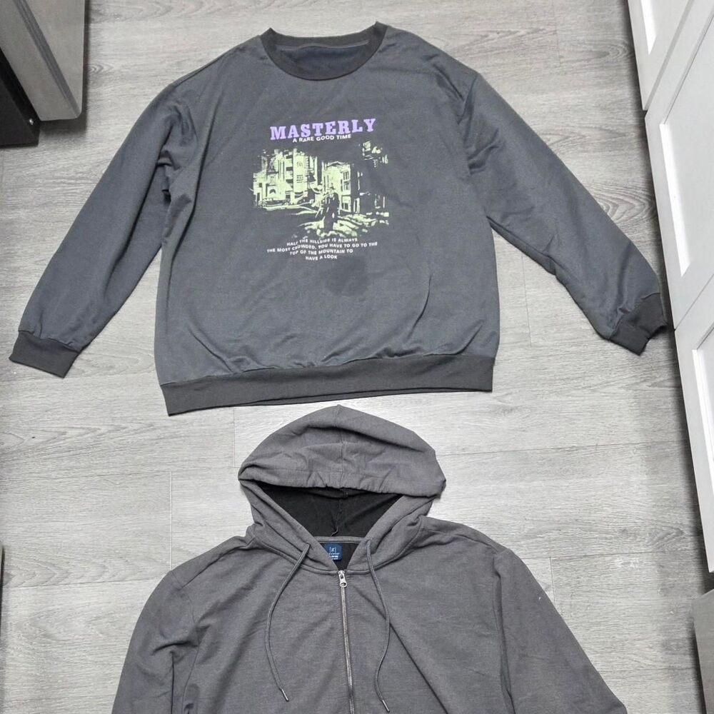 Women's Grey and Black Hoodie